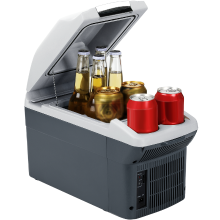 ICEROVER PN 09 9 liter draagbare 12 V auto koelkast, koelen & verwarmen, ontwerp met dubbele bekerhouder, donkergrijs, ideaal voor reizen, kamperen & woon werkverkeer