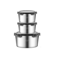 MAXCOOK 3 pack voedselcontainers van 316 roestvrij staal met PP deksels alleen de roestvrijstalen bak is vaatwasmachinebestendig (2 x 600 ml & 2200 ml)