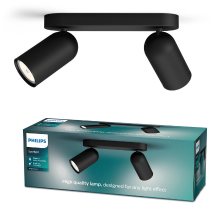 Philips Pongee opbouwspot   2 lichts   zwart
