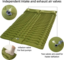 VXOYO Dubbel Camping Slaapmat 200 x 140 cm Ultralichte Opblaasbare Mat met Ingebouwd Kussen & Voetpomp, Ingepakte Afmetingen 29 x 16 x 16 cm, Gewicht 1,7 kg, Dubbel Groen