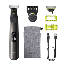 Philips OneBlade Pro 360 gezicht en lichaam baardtrimmer met 20 in 1 verstelbare kam, reisetui en extra 360 blade, QP6552/30