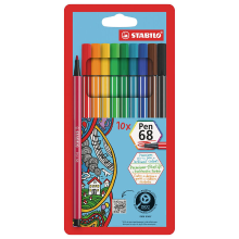 STABILO Pen 68   Premium viltstift   Set van 10   Assorti kleuren