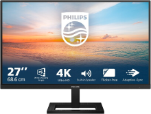 Philips 27E1N1800AE/00 27 inch 4K UHD IPS monitor, 3840 × 2160, 60 Hz, 4 ms, HDMI, DisplayPort, in hoogte verstelbare standaard, zwart