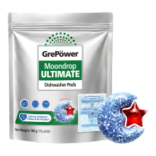 GrePower Starry Night Ultra Clean Vaatwastabletten, 10 g x 70 tabletten, snel oplossend, snelle was, antibacterieel, restvrij, voor vaatwassers.