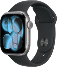 Apple Watch series 11 GPS 42 mm ruimtegrijs aluminium horlogekast met zwart sportbandje   M/L