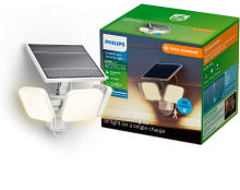 PHILIPS UltraEfficient Zyren Wandlamp   Solar Beveiligingslamp   Bewegingssensor   Helder wit licht: 3000K   24,5 W   Wit   Twee lichtstanden   Schemersensor   Zonne energie   Waterbestendig