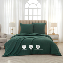 Meeallhome gewassen en geborstelde dekbedovertrekset 200 x 220 cm / 80 x 80 cm x 2   donkergroen