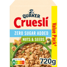 Quaker Cruesli Zero Sugar Noten & Zaden   720 g