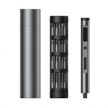 EasyWox 62 in 1 mini elektrische schroevendraaier set, ideaal als vaderdagcadeau, digitaal koppelweergave, 500 mAh oplaadbare lithiumbatterij, draaibare opbergbuis, verlengbare bitjes, grijs