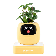 PLANTSIO Zomercadeau om je interieur op te fleuren – Ivy AI slimme plantenpotrobot met interactieve gezichtsuitdrukkingen, intelligente plantverzorging, woondecoratie voor drukke mensen, toont de emoties van de plant (citroengeel)