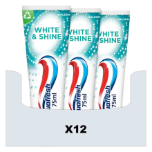 12X Aquafresh Tandpasta White & Shine 3 stuks