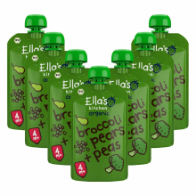 7X Ella's Kitchen Biologisch Knijpfruit 4+m Peren, Doperwten & Broccoli 120 gr