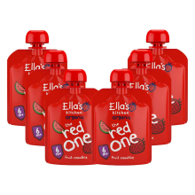 6X Ella's Kitchen Biologisch Knijpfruit 6+m Banaan, Aardbei, Appel, Framboos & Watermeloen 90 gr