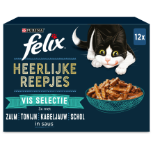 4X Felix Kattenvoer Nat Heerlijke Reepjes Vis Selectie 12 x 80 gr