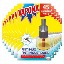 12X Vapona Anti Mug Muggenstekker Navulling 45 nachten 18 ml
