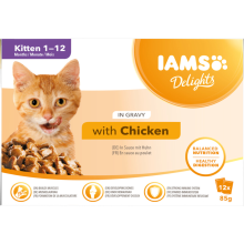 2X IAMS Delights Kitten Kip in Saus 12 x 85 gr