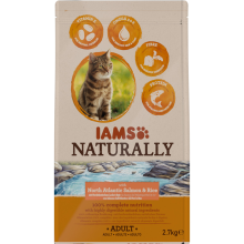 3X IAMS Naturally Kat Adult North Atlantic Zalm & Rijst 2,7 kg
