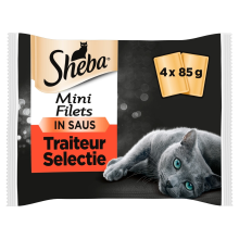 13X Sheba Mini Filets Adult Kattenvoer Natvoer Traiteur Selectie Kuipjes 340 gr