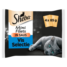 Sheba Mini Filets Adult Kattenvoer Natvoer Vis Selectie in Saus Kuipjes 340 gr