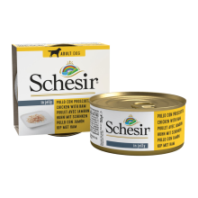 10X Schesir Hondenvoer Nat Blik Jelly Kipfilet en Ham 150 gr