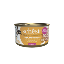 12X Schesir Complete & Balanced Kattenvoer Tonijn en Kip in Boullion 85 gr