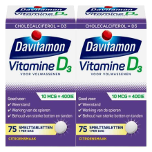 2X Davitamon Vitamine D Volwassenen 75 smelttabletten