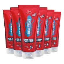 6X Wella New Wave Rock & Hold Ultra Strong Gel 200 ml