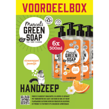 6X Marcel's Green Soap Handzeep Sinaasappel & Jasmijn 500 ml