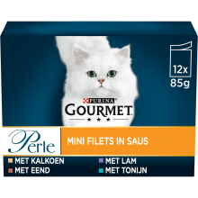 Gourmet Perle Kattenvoer Nat Mini Filets in Saus Mix 12 x 85 gr
