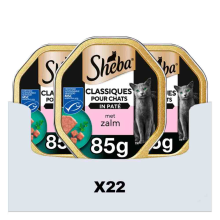 22X Sheba Adult Kattenvoer Classic Paté Natvoer Zalm Kuipjes 85 gr