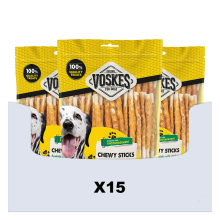 15X Voskes Hondensnack Rawhide Sticks Kip 400 gr