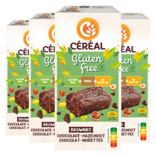 4X Céréal Brownies Chocolade en Hazelnoot Gluten en Lactosevrij 150 gr