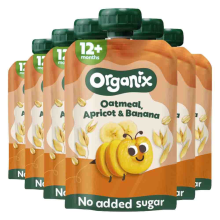 6X Organix Knijpfruit 12+m Havermout Abrikoos & Banaan BIO 100 gr