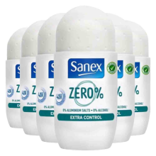 6X Sanex Deodorant Roller Zero% Extra Control 50 ml