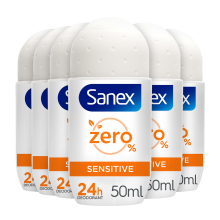 6X Sanex Deodorant Roller Zero% Sensitive 50 ml