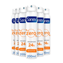 6X Sanex Deodorant Spray Zero% Sensitive 200 ml
