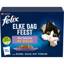 Felix Kattenvoer Nat in Gelei Elke Dag Feest Mix Selectie 7+ 12 x 85 gr