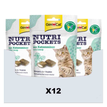 12X GimCat Nutri Pockets Multi Vitamin & Kattenkruid 60 gr