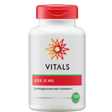 2X Vitals IJzer 25 mg met Vitamine C 100 capsules