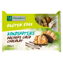 12X Damhert Kokosrotsjes Chocolade Glutenvrij 250 gr