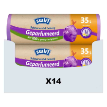 14X Swirl Pedaalemmerzakken Geparfumeerd Vanille & Lavendel met Trekband 35 liter 9 stuks