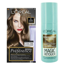 L'Oréal Preference Haarkleuring 06 Ombrie   Donkerblond + Magic Retouch Uitgroeispray Donkerblond 75 ml Pakket