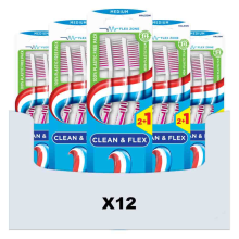 12X Aquafresh Tandenborstel Clean & Flex Medium 3 stuks