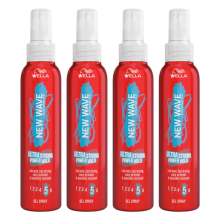 4X Wella New Wave Ultra Strong Power Hold Gel Spray 150 ml