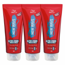 3X Wella New Wave Rock & Hold Ultra Strong Gel 200 ml