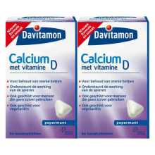 2X Davitamon Calcium Vitamine D3 Pepermunt 60 kauwtabletten