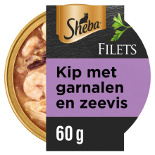 Sheba Filets Kattenvoer Natvoer Garnaal & Oceaanvis & Kip in Saus 60 gr