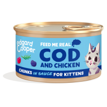 Edgard & Cooper Edgard & Cooper Kattenvoer Kitten Chunks Kabeljauw   Kip 85 gr