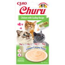 12X Ciao Kattensnack Churu Kip   Sint Jacobsschelp 60 gr