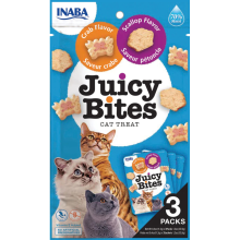 6X Inaba Juicy Bites Kattensnack Krab   Sint Jacobsschelp 34 gr